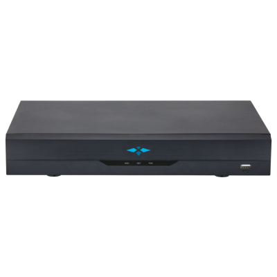 Gravador digital preto com porta USB e indicadores de estado