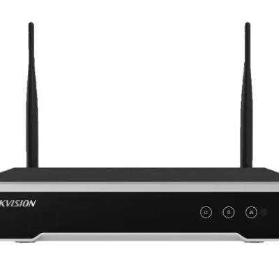 Dispositivo eletrônico preto com duas antenas e o texto HIKVISION.