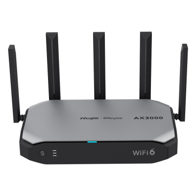 Router WiFi 6 Ruijie Reyee AX3000 cinza e preto com quatro antenas