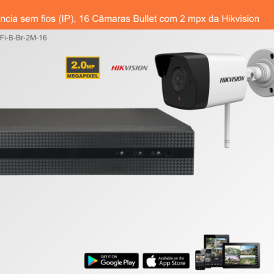 Sistema de videovigilância Hikvision com câmaras bullet e gravador preto