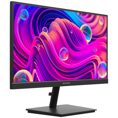 Monitor preto HIKVISION com ecrã colorido abstrato