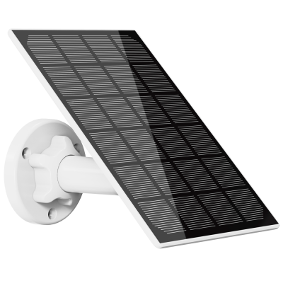 Painel solar retangular preto com suporte branco para fixação