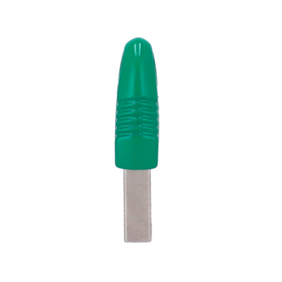 Cutelo com cabo verde e lâmina metálica em fundo branco