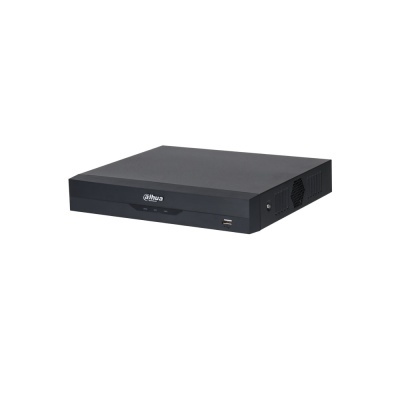 Gravador digital preto Dahua com porta USB e logo branco.