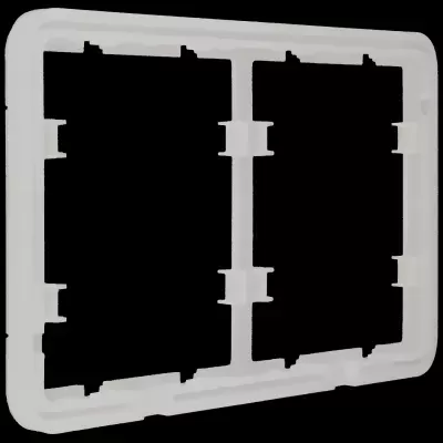 Moldura branca de plástico com recortes e travas para encaixe