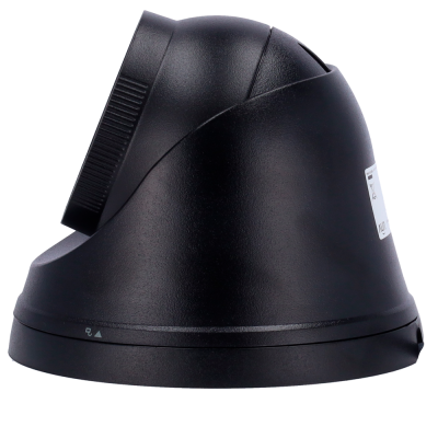 Câmara de segurança dómio preta com lente ajustável e adesivo branco