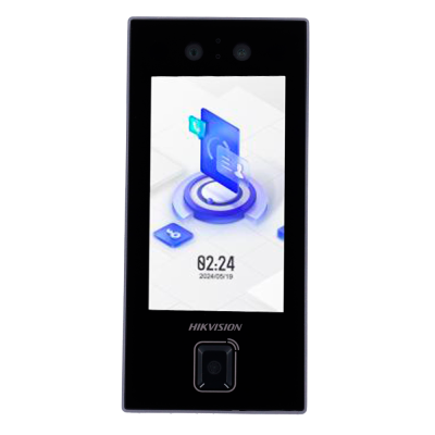 Dispositivo preto HIKVISION com ecrã digital e duas câmaras