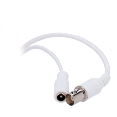 Cabo com conector BNC metálico e conector de alimentação branco