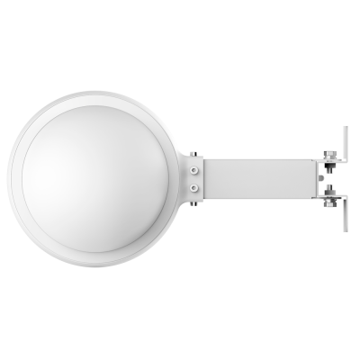 antena parabólica branca com suporte de fixação