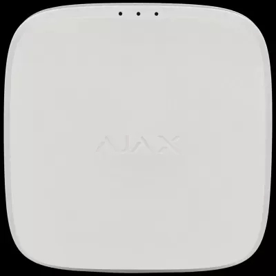 Detector de segurança branco quadrado com o nome AJAX em relevo