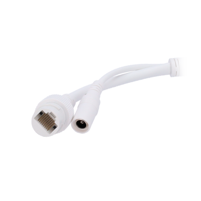 Cabo branco com conector RJ45 e conector DC masculino