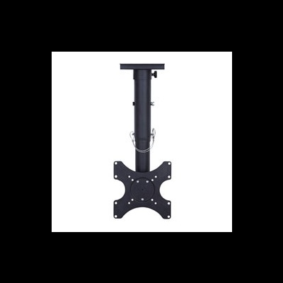 Suporte de teto metálico preto para monitor ou TV com estrutura ajustável