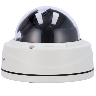 Câmara de vigilância dome branca com cúpula transparente e lente preta