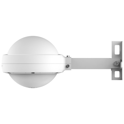 Produto esférico branco com suporte metálico para fixação