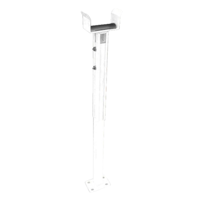 Suporte vertical branco com base para fixação e topo acolchoado em forma de U