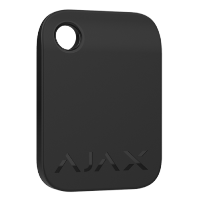 Porta-chaves preto retangular com inscrição AJAX