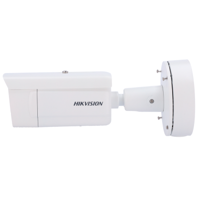 Câmara de vigilância branca da marca HIKVISION com suporte redondo