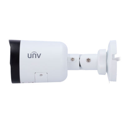 Câmara de segurança branca e preta da marca unv com suporte ajustável.