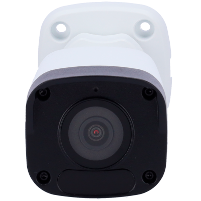 Câmara de segurança branca e preta com lente circular