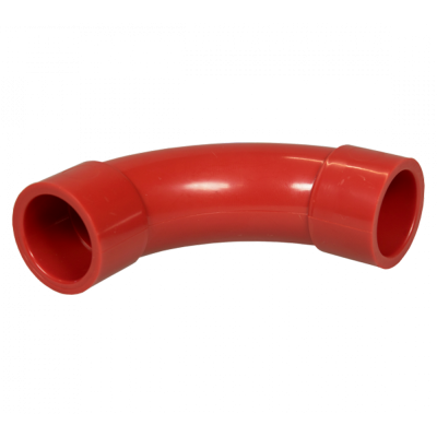 Tubo de plástico vermelho curvado