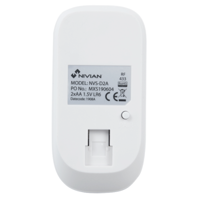Dispositivo branco Nivian com etiqueta e botão de emparelhamento