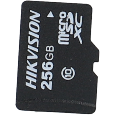 Cartão de memória microSD preto HIKVISION 256GB com textos em branco