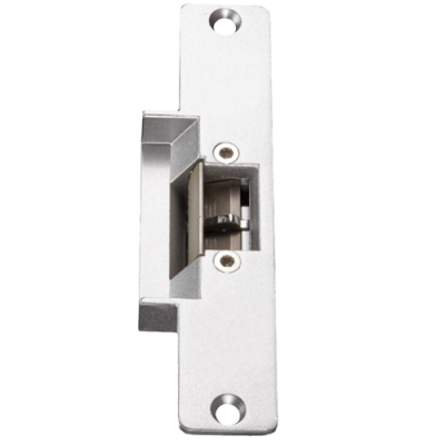 Fecho elétrico metálico prateado com parafusos