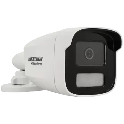 Câmara de segurança branca com lente preta da série HiWatch da marca HIKVISION