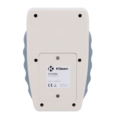 Dispositivo Kilsen PG700N branco e cinza com etiqueta e parafusos
