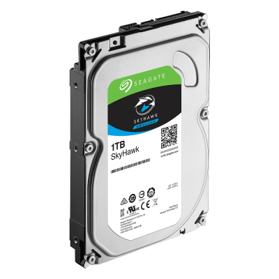 Disco rígido interno Seagate SkyHawk 1TB com etiqueta colorida