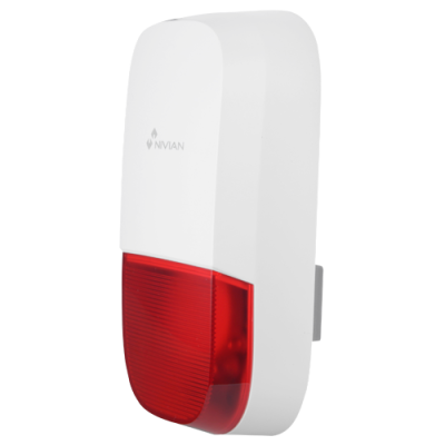 Dispositivo branco de parede com plástico vermelho translúcido na parte inferior