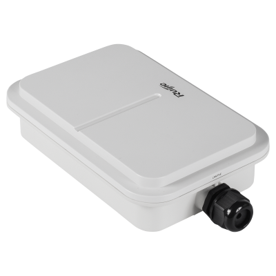 Caixa de ligação elétrica branca retangular com tampa e conector preto