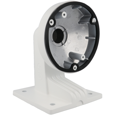 Suporte de montagem branco para câmera com base quadrada e parte interna cinza metálica