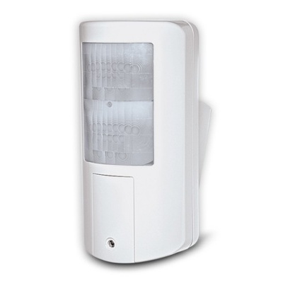 Sensor de movimento branco de plástico com painel translúcido