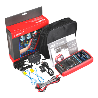 Kit multímetro digital UNI-T UT181A com acessórios e embalagem