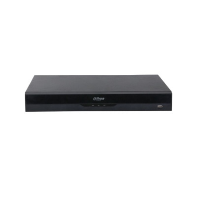 Gravador digital de vídeo preto Dahua Technology com luzes indicadoras e porta USB frontal