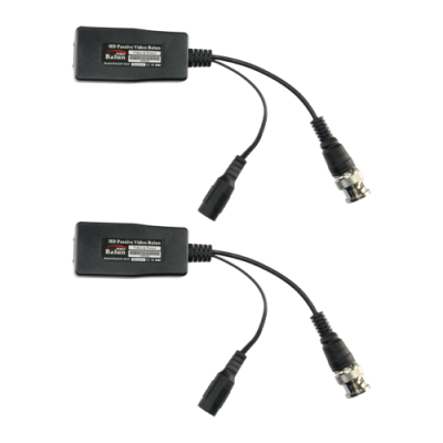 Dois video baluns passivos HD pretos com conector BNC
