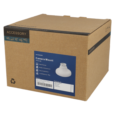 Caixa de cartão castanho com etiqueta azul de suporte de câmara Accessory PFA105