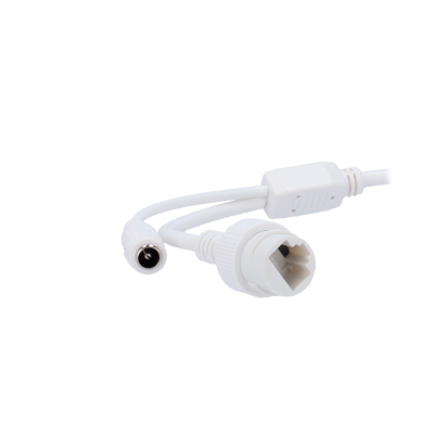 Cabo branco com conectores RJ45 e alimentação DC com filtro ferrite