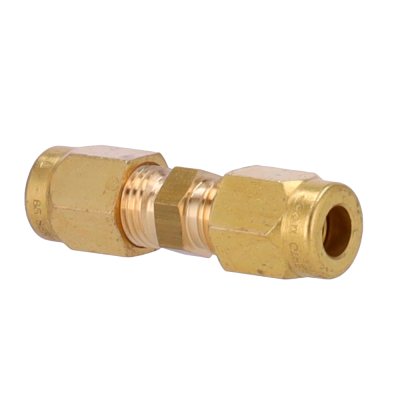 Conector de compressão em latão dourado para tubos