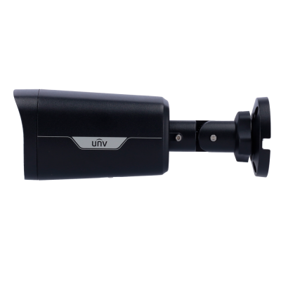 Câmara de segurança CCTV preta com suporte e cabo branco