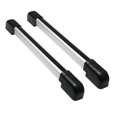 Par de barras transversais para tejadilho de carro em alumínio e plástico preto