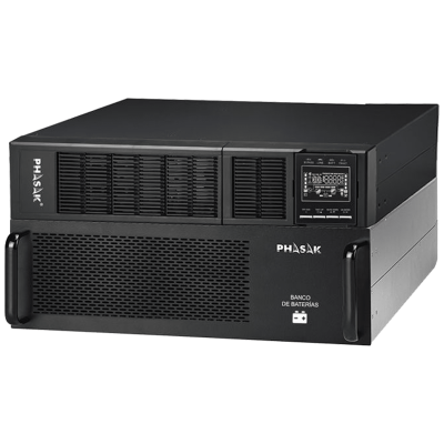 Banco de baterias PHASAK preto com visor digital e alças