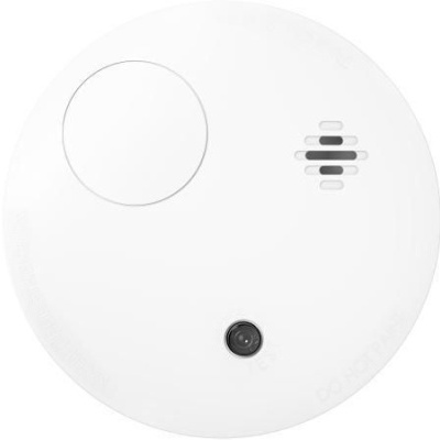 Detetor redondo branco com botão e sensor