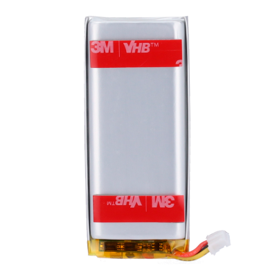 bateria de polímero de lítio com etiquetas 3M em fundo branco