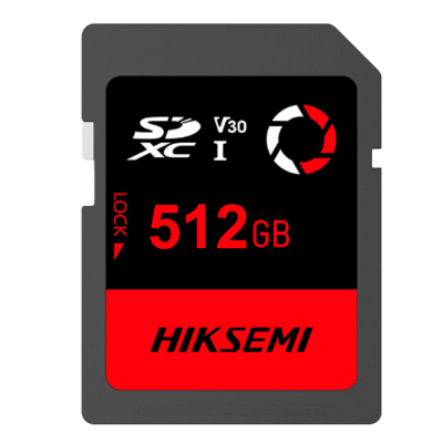 Cartão de memória SDXC HIKSEMI 512GB preto e vermelho