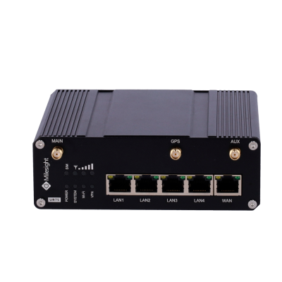 Aparelho eletrônico preto MultiSight com portas LAN e WAN, conectores GPS e AUX