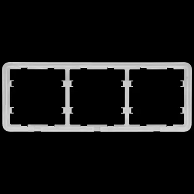 Moldura branca de plástico para três interruptores