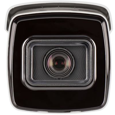 Câmara de segurança preta com lente central circular