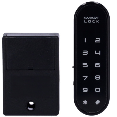 Cerradura digital preta com teclado numérico